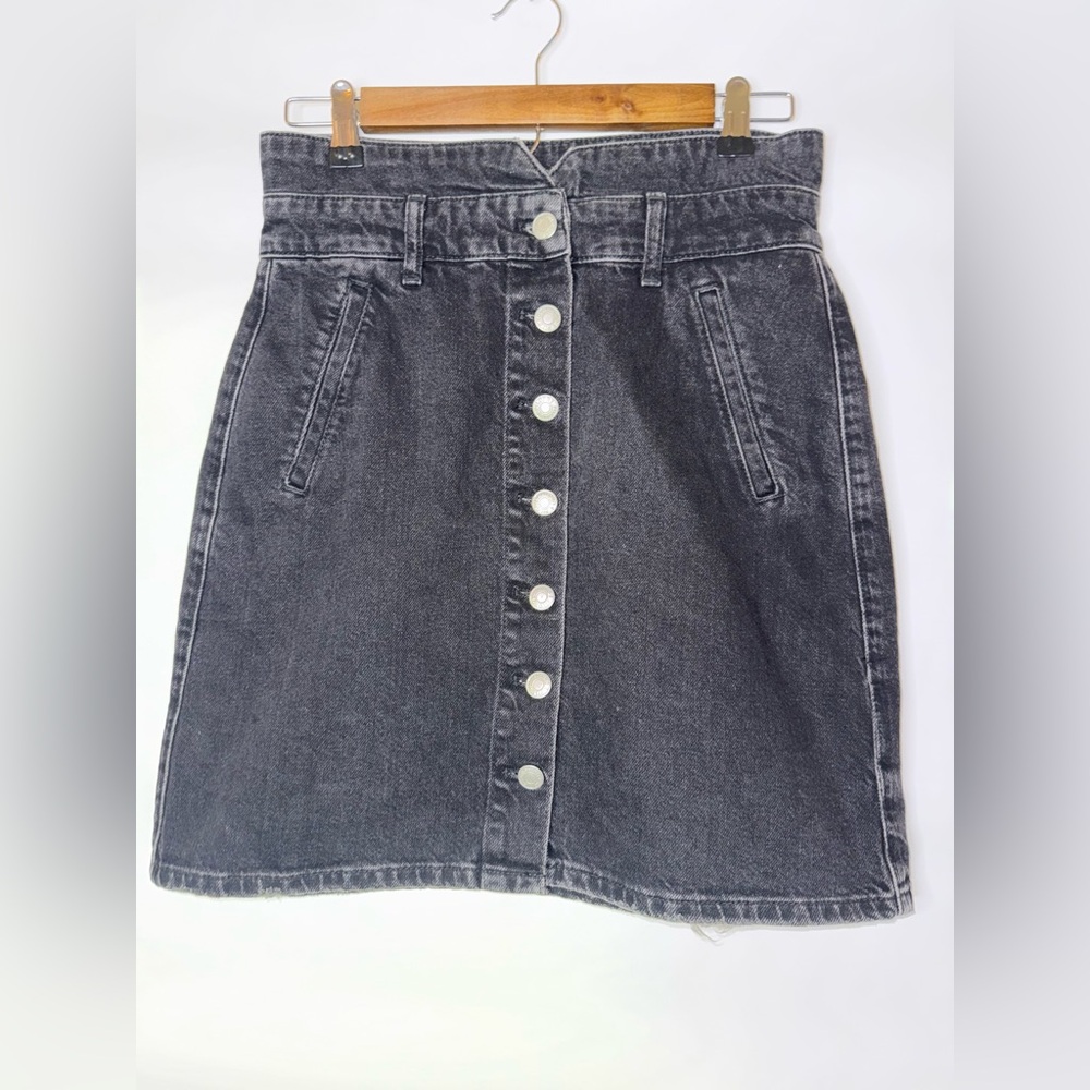 Pilcro Black Button-Front Denim‎ A-Line Skirt- Size 4 - Picture 2 of 10